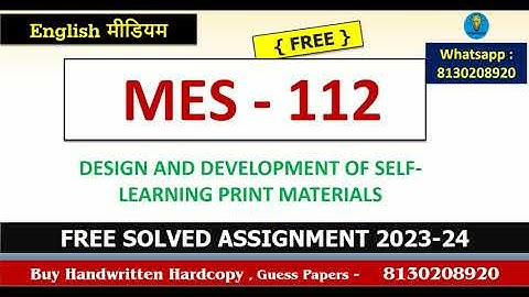 MES 112 Solved Assignment 2023-24 |Design and Development | IGNOU Solved Assignment 2023-24