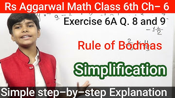 Rs Aggarwal - Exercise 6A - Question Number 8 and 9- simplification Class 6 -glory