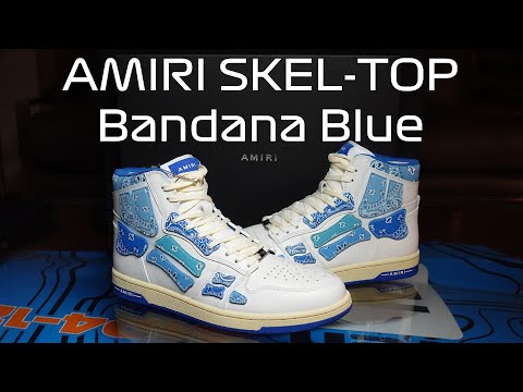 ★関税込み★ AMIRI LIGHT BLUE LEATHER BANDANA SKEL SNEAKERS Amiri Light Blue Leather Bandana Skel Low Top Sneakers