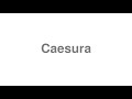 How to Pronounce "Caesura"