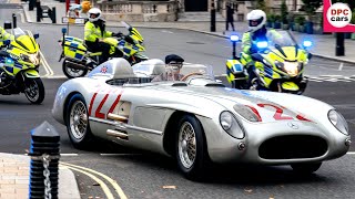 Mercedes Benz 300 SLR 722 in a London tribute to Sir Stirling Moss