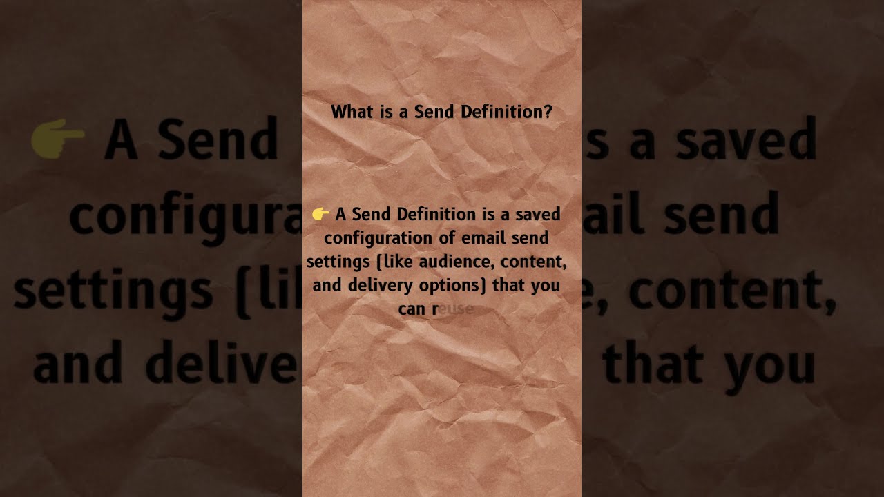 👉 What is a Send Definition in SFMC? | Salesforce Marketing Cloud Made Simple 