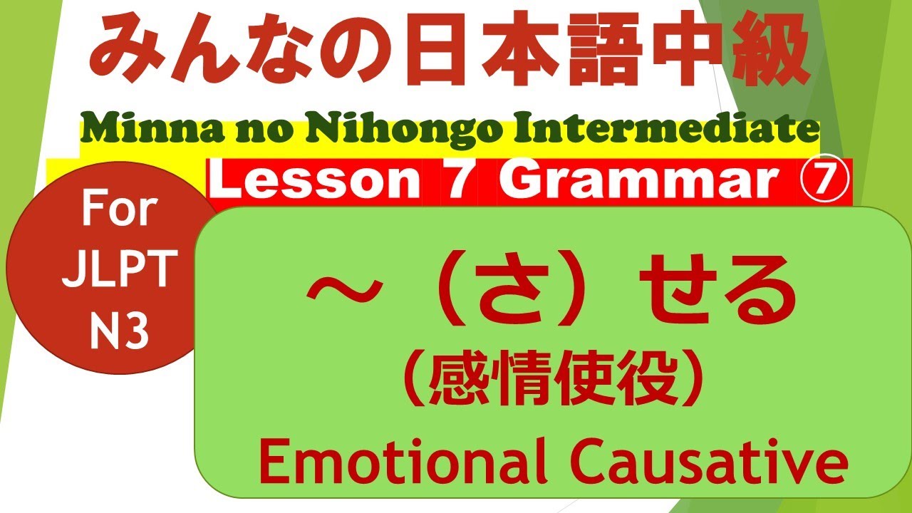 Minna no Nihongo Intermediate Lesson 7 Grammar ⑦ / みんなの日本語中級第７課文法（ぶんぽう）⑦ // ～（さ）せる（感情使役）