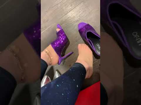 Trying on different shoes in TK Max