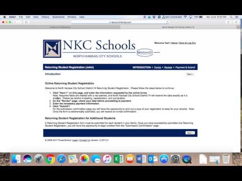 Returning students online registration for 17-18. NKC Schools