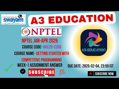 NPTEL Getting Started with Competitive Programming Week 1 Assignment Answers | noc26-cs69
