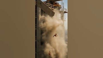 Construction Workers Thrown by Sudden Explosion 😱 | AI-Generated Disaster Scene