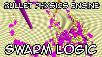 Flocking behaviour (swarm-logic) implemented in Bullet Physics Engine