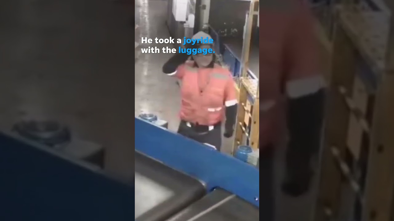 Toddler takes ride on baggage claim belt after wandering from parents #Shorts