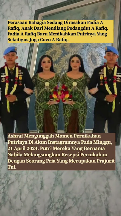 Pernikahan Anak Fadia A Rafiq Sekaligus Cucu Dari A Rafiq Dengan Prajurit TNI.