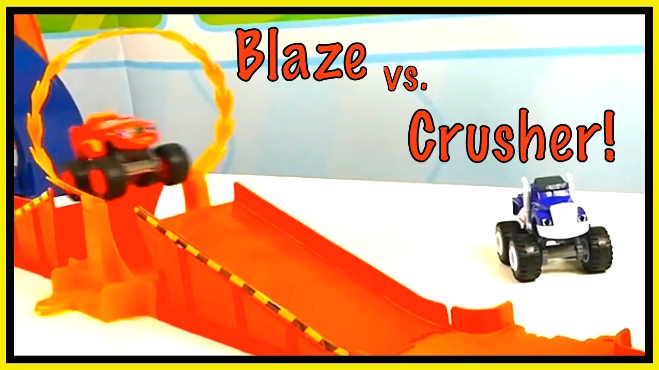 Monster Toy Trucks for kids - WHO'S BEST? - Blaze vs. Crusher CRASHING Challenge!