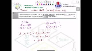 TKMaths A Level Math Coded data PPQ 2 and 3
