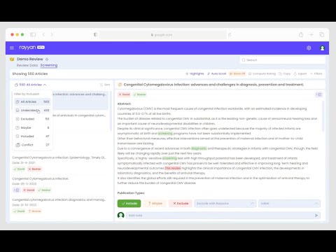 Switch between your inclusion and exclusion decisions | Rayyan's New Interface