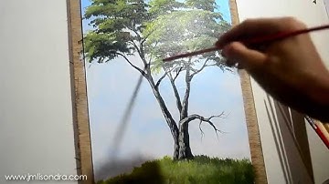 "How to Paint a Tree" Time-Lapse Acrylic Painting Demonstration by JMLisondra