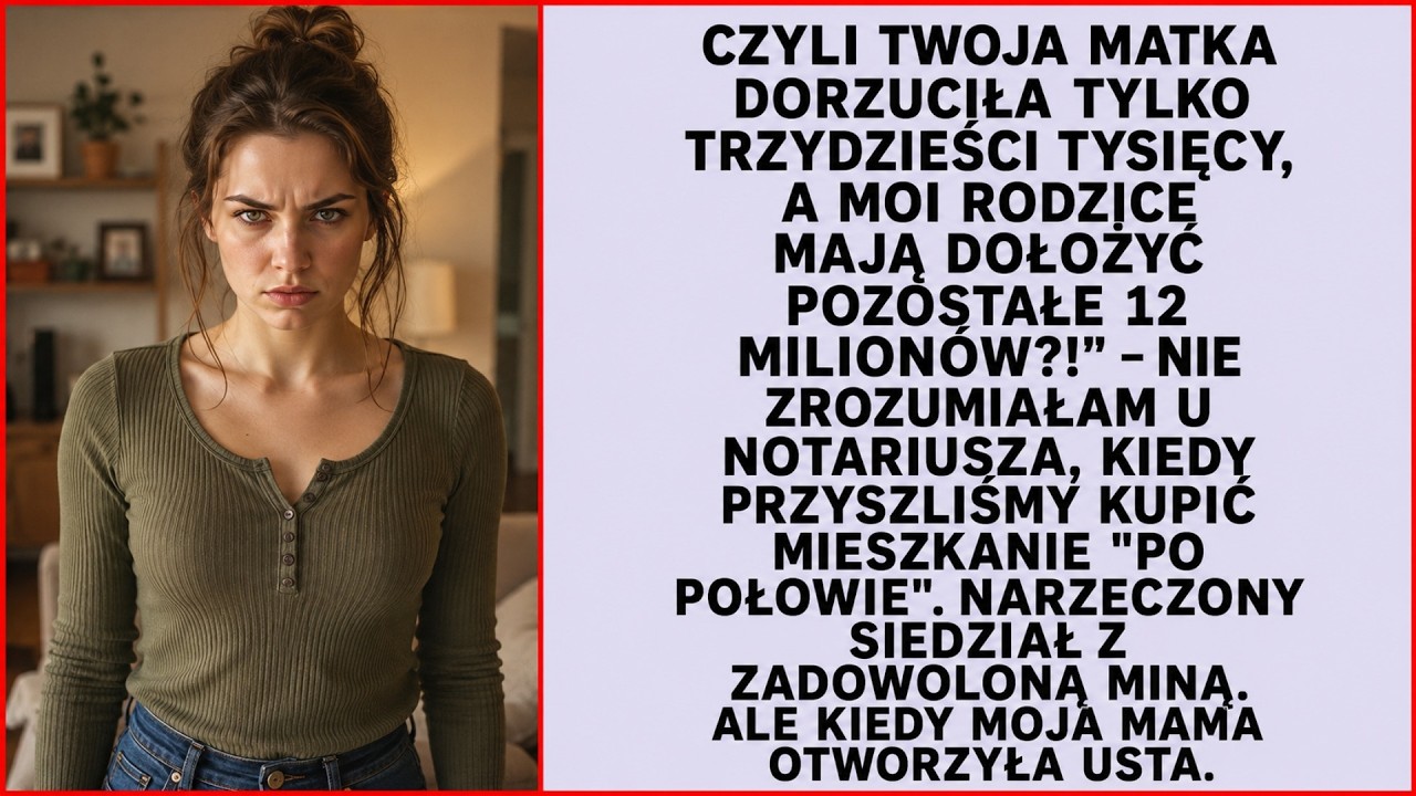„Mama przyniosła 3000 zł i powiedziała, że to jej połowa mieszkania za milion dwieście tysięcy. Narzeczony kiwał głową i szeptał: »Jesteśmy rodziną, nie rób scen«. Stałam w kancelarii notarialnej...