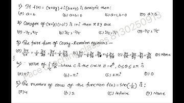 Complex Analysis MCQs | BSc 3rd year | CSIR NET