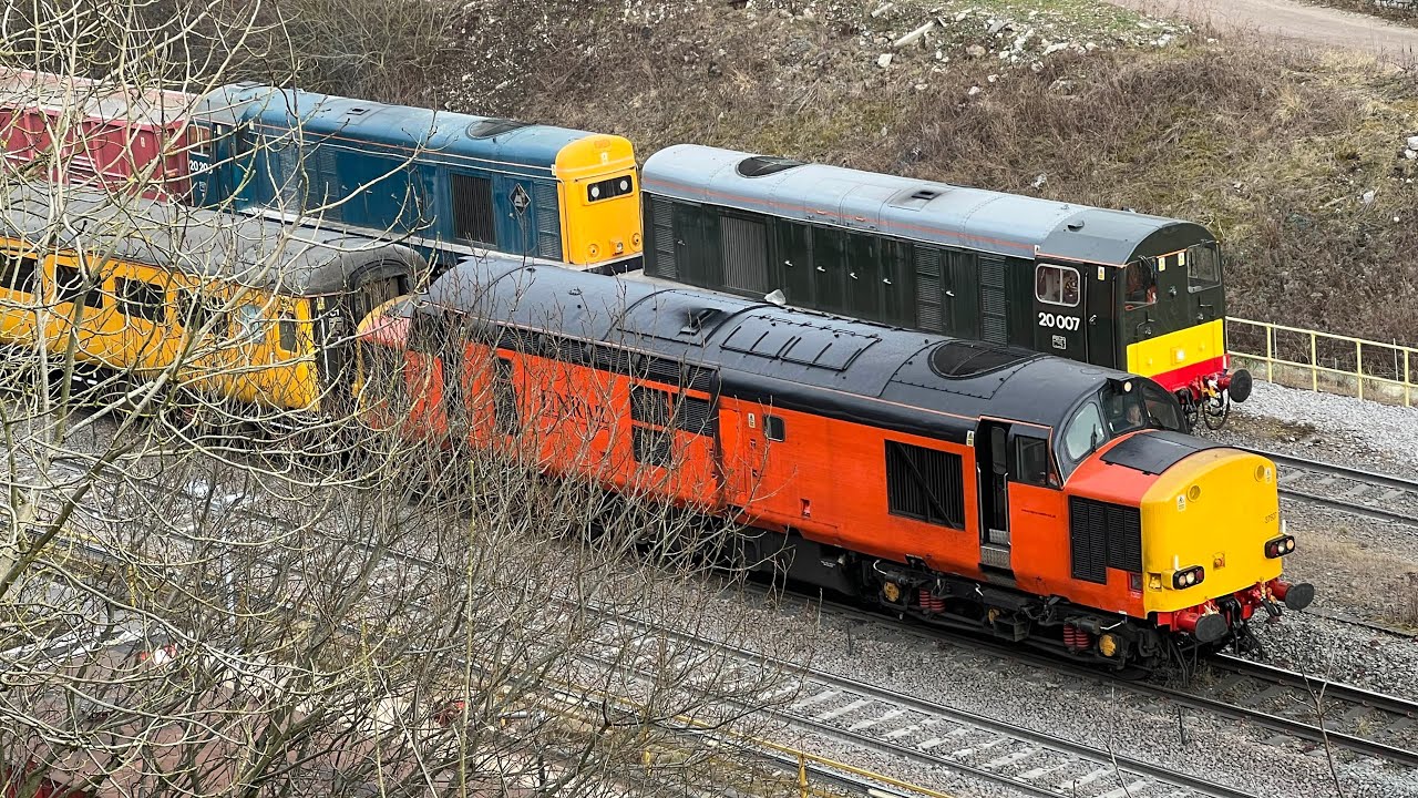 High peak trains on 13th feb 2023 see classes 20 37 60 66 68 in