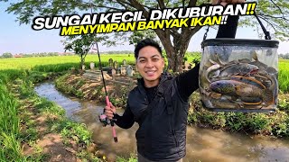 FISHING IN A RIVER NEXT TO A GRAVEYARD IN THE MIDDLE OF A RICE FIELD!! Turns out there are lots o...