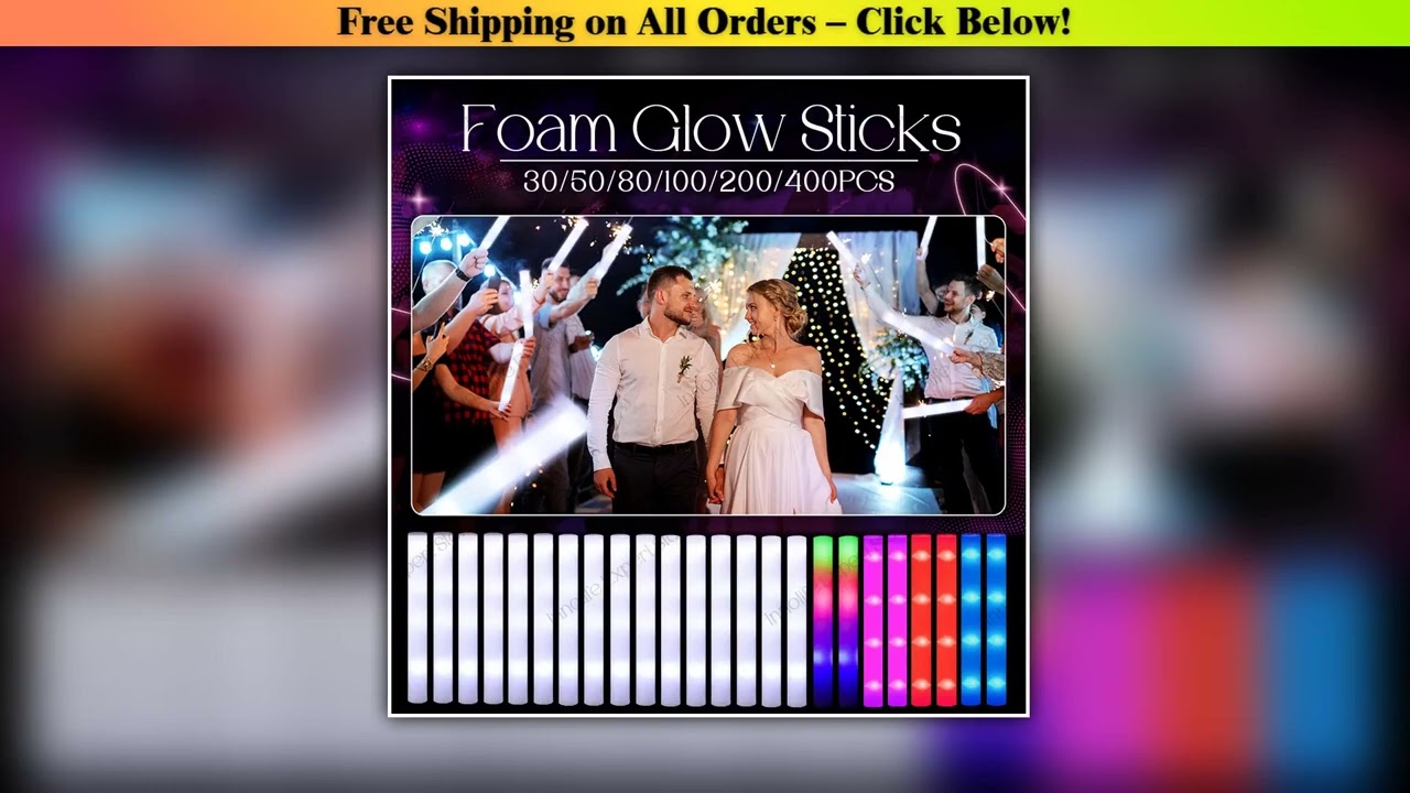 400-30PCS LED Foam Glow Sticks Glow Party Supply with 3 Modes Glow Stick for Wedding for Birthday