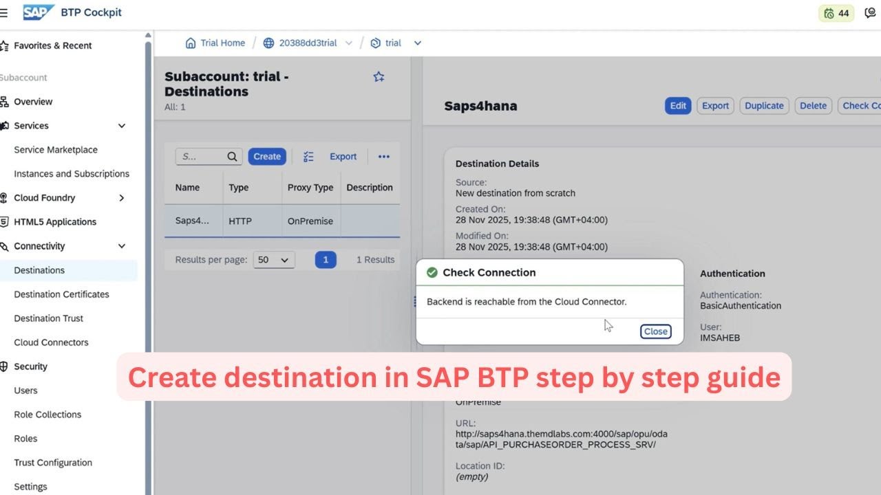 BTP Destination Configuration for S/4HANA & APIs | Complete Walkthrough