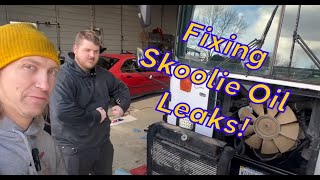 Skoolie Maintenance! Making a Mess Fixing Cummins 5.9 Oil Leaks