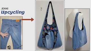 DIY  청바지로 가방 만들기/Jeans Refashion/청바지 리폼/Making Denim Bag/호보백/Hobo Bag/숄더백/shoulder Bag