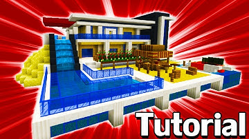 Minecraft Tutorial: How To Make A Modern Beach Mansion "Modern Mansion #8"