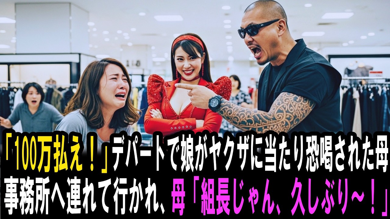 「100万払え！」デパートで娘がヤクザにぶつかり恐喝された母、事務所へ連れて行かれ、母「組長、久しぶり～！」
