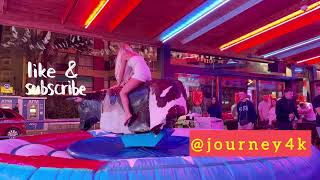 Slender Girl Rides A Bull In Benidorm | Bull Riding 4K