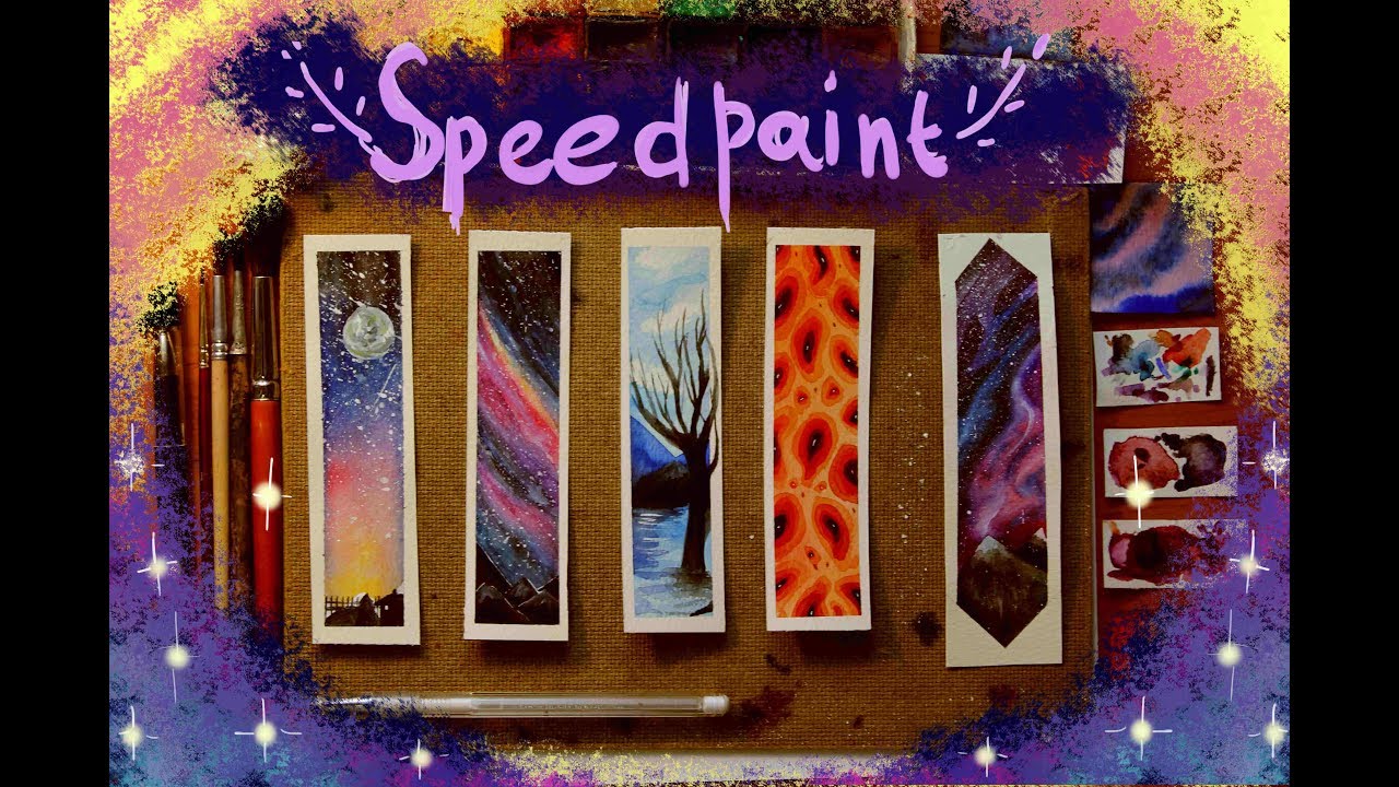 Galaxy Bookmarks | Speedpaint | Tutorial watercolor drawing