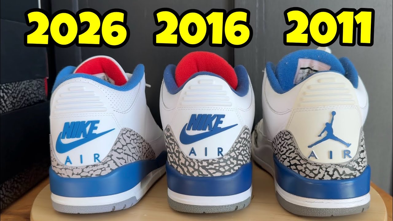 Air Jordan 3 True Blue Comparison 2011 vs 2016 vs 2026 - YouTube
