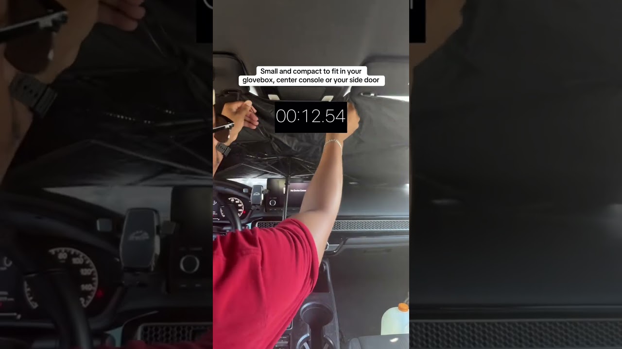 EASY TO SET UP foldable car umbrella is the best sunshade for your windshield! It blocks hot sun and