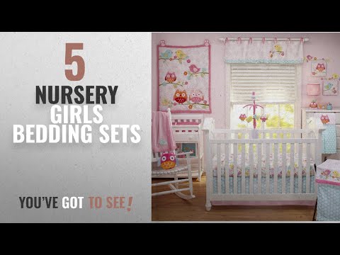 top-10-nursery-girls-bedding-sets-[2018]:-nojo-love-birds-4-piece-comforter-set-with-diaper-stacker