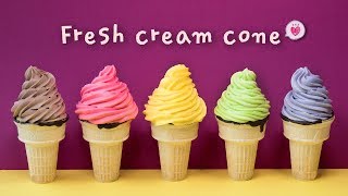 Fresh cream cones, 알록달록 생크림 프레쉬콘 만들기♥ - 더스쿱