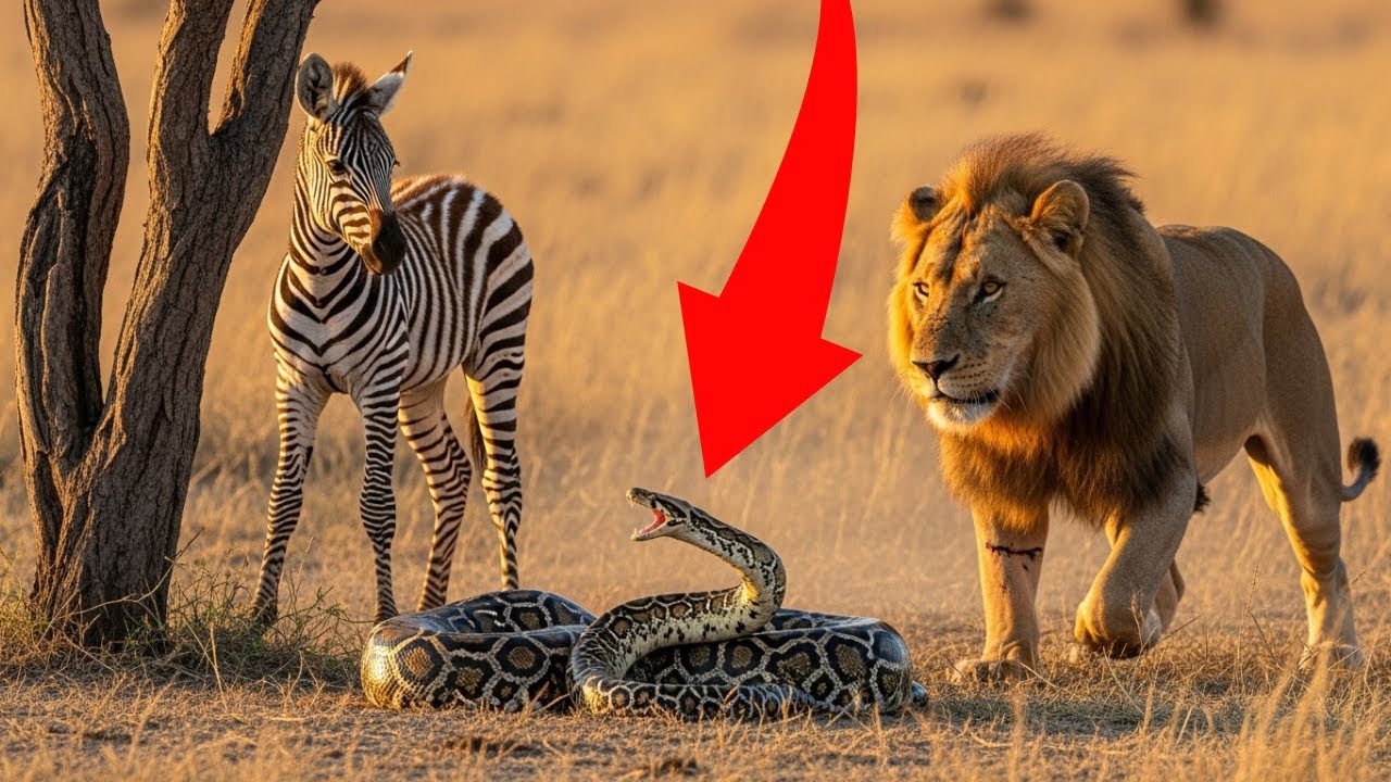Giant Python Targets Rescued Zebra, You Won’t Believe How the Lions ...