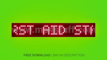 First Aid Station Scrolling Red Dot Matrix LED Text Animation on Green Screen Seamless Loop
