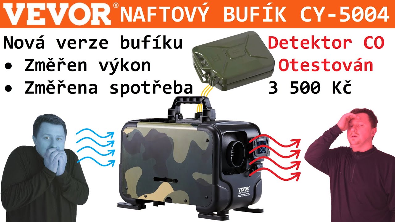 Naftové topení Vevor CY-5004 s detektorem CO a bluetooth