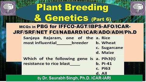 Plant Breeding and Genetics-MCQs (Part-6) for ICAR-NET/AFO/ICAR-JRF/SRF/IBPS-AFO/NABARD/HDO
