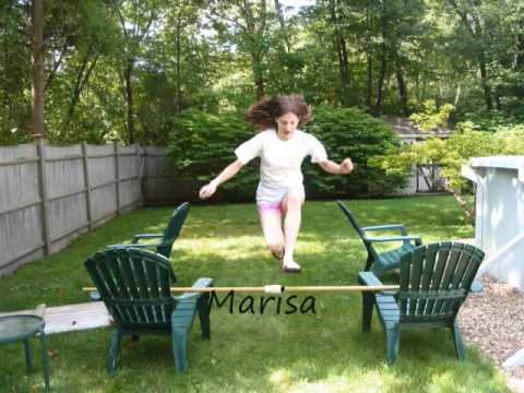 Marisa and Carolyn Jumping On Foot