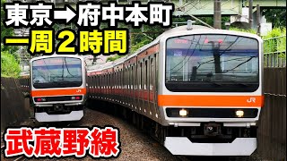 【前面展望】全線乗ると２時間！武蔵野線本線を乗り通す《東京駅→府中本町駅》【JR全線完乗の旅#3】1/11-01