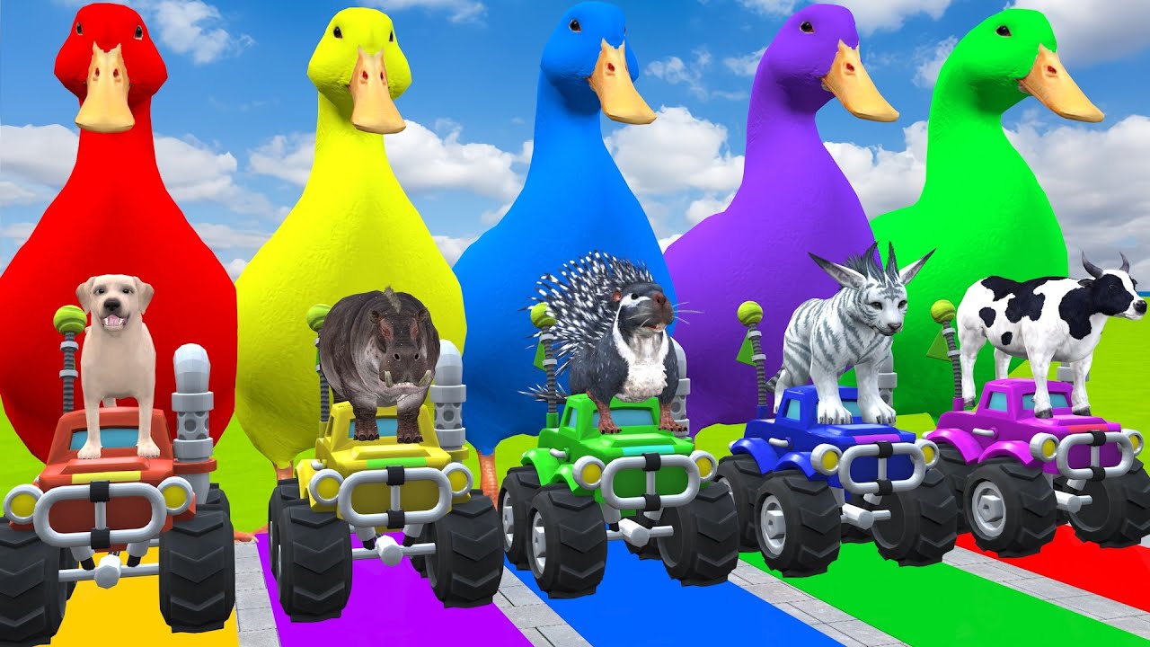 Long Slide Game With Elephant Gorilla Buffalo Hippopotamus Tiger 3d Animal Game Funny 3d Animals