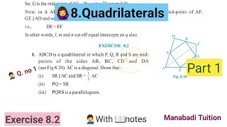9th class maths| Chapter 8|💁‍♀️Quadrilaterals|💁Exercise 8.2| Q no 1| part 1|with notes |CBSE |NCERT|