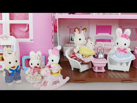 Rabbit house and Kitchen food cooking toys baby doll baby sitter play 콩지래빗 아기방 침대 주방놀이 요리 장난감 - 토이몽