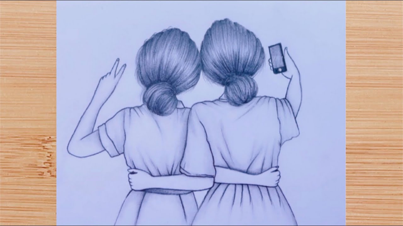 Best friends drawing with pencil sketch | Pencil Sketch For ...