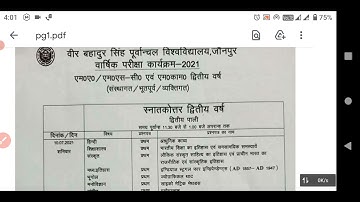 VBSPU PG Time table 2021 of MA,M.Sc,B.Com