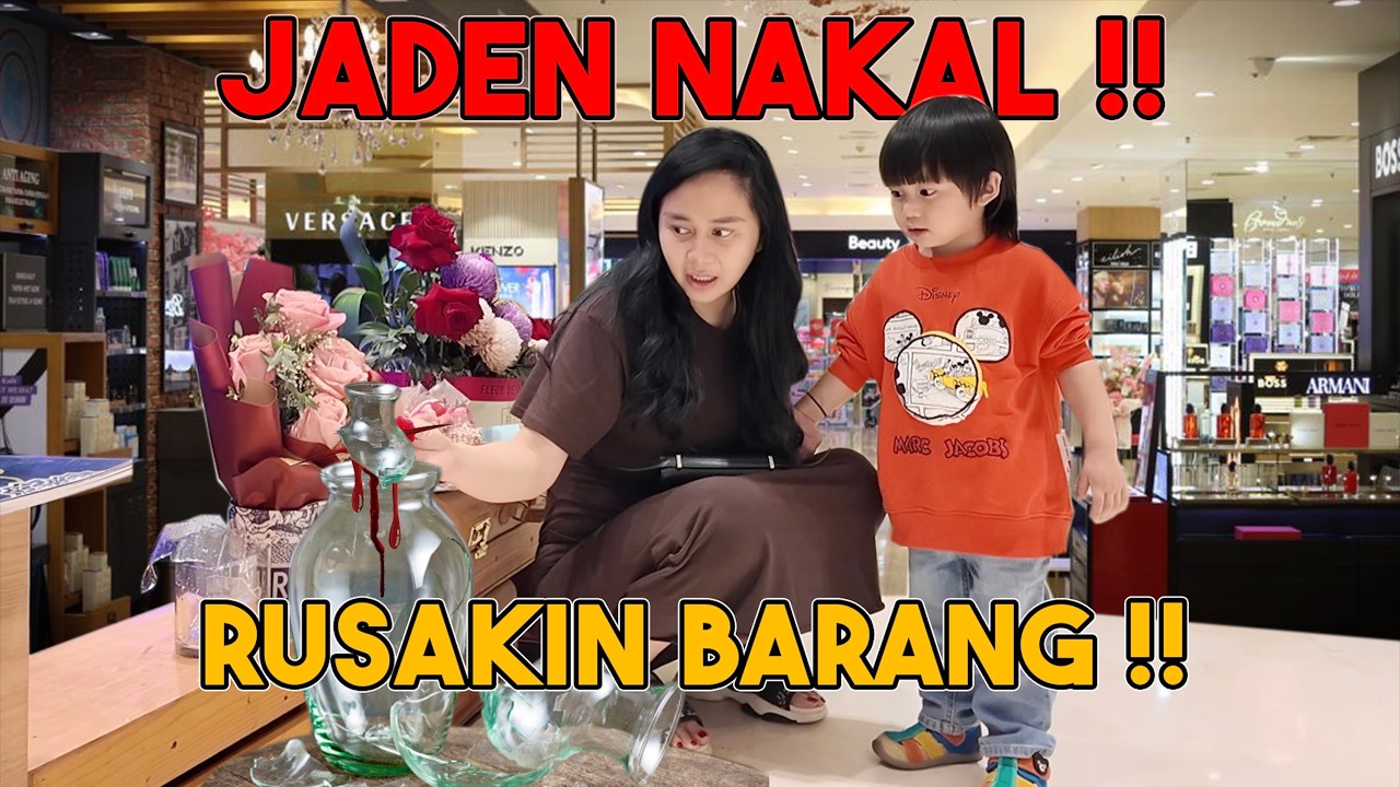 TANGAN DENISE BERDARAH, JADEN PECAHIN BUNGA DI MALL !!??