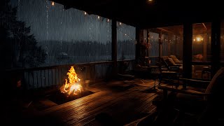 Heavy Rain On The Balcony To Sleep Instantly - Rain And Thunderstorm Sounds To Sleep, Relax, Study