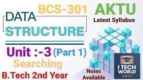 Data Structure Unit :- 3 (Part 1) Searching  BCS301 AKTU B.Tech 2nd Year CSE/IT and BOE306 / BOE406