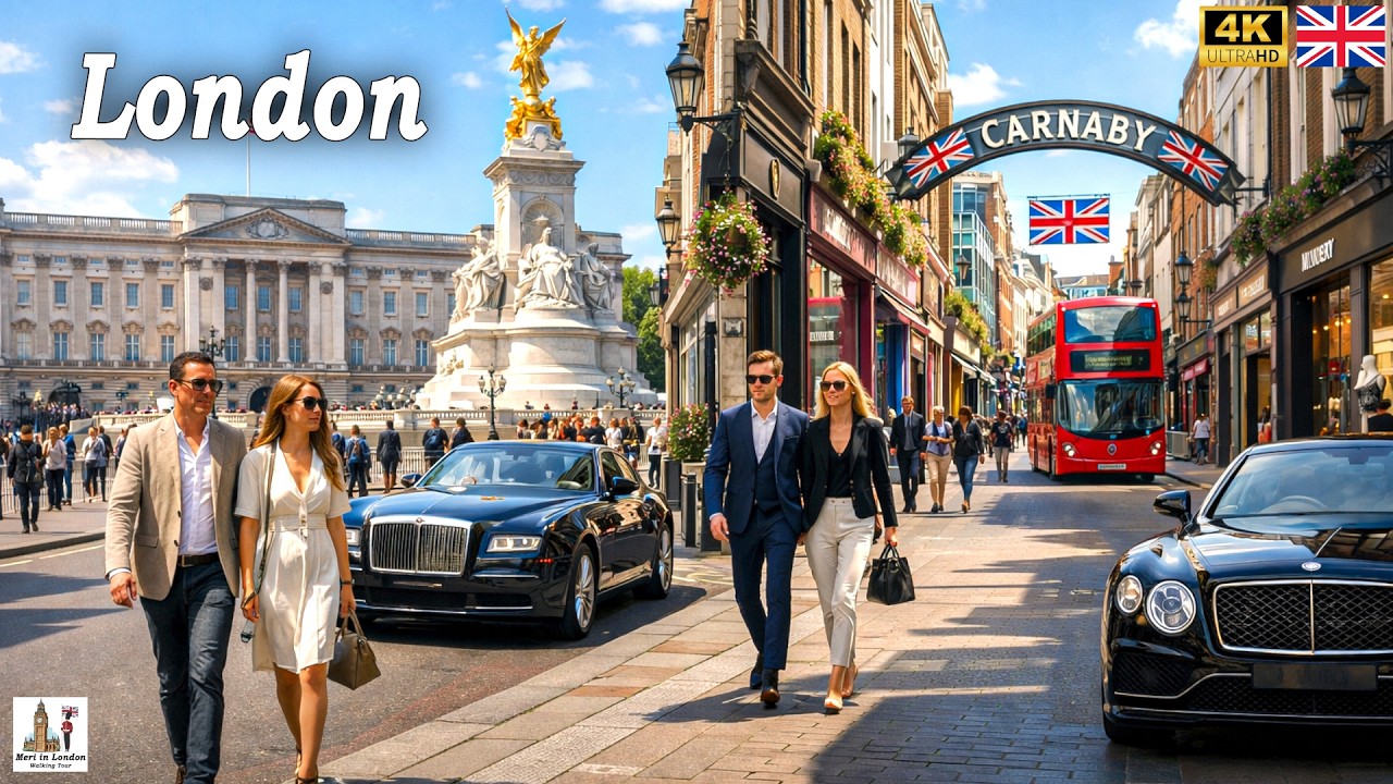Walking London's Vibrant Streets | Amazing Sunny Day Walking Tour in London! Iconic Landmarks! [4K]