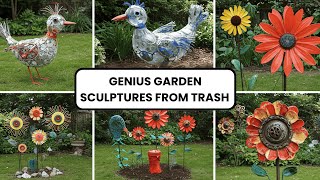 GENIUS Garden Sculptures from Trash! | DIY Recycled Art You'll Love!
